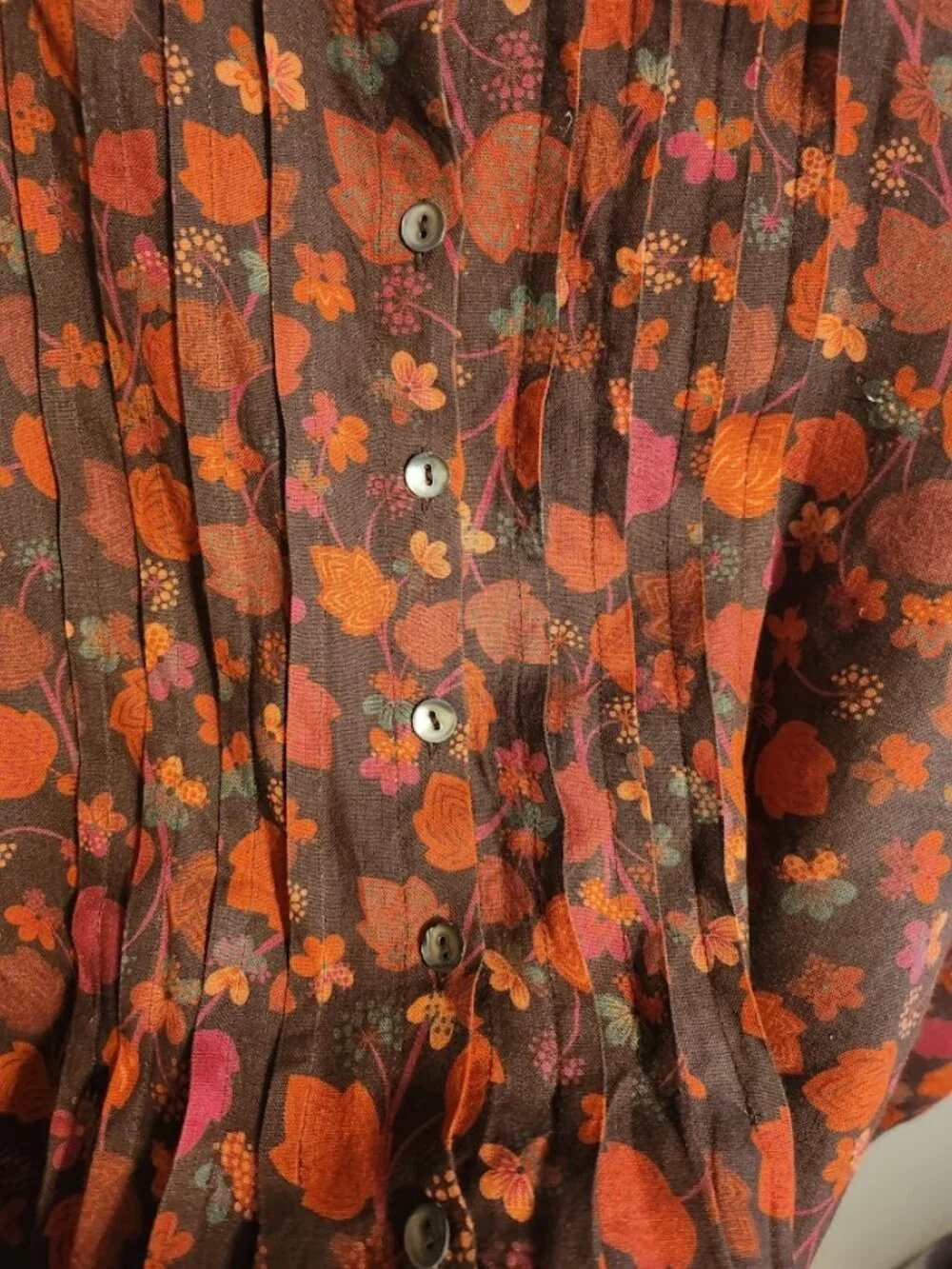 Gudrun Sjogren Linnea Dress 100% hemp Size M Red and Orange Floral Pattern - Picture 4 of 13